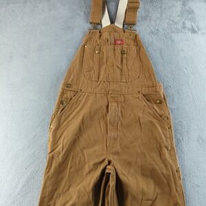 Dickies Carpenter Overalls Mens 32x34 Brown Duck Canvas Bib Work Double Knee